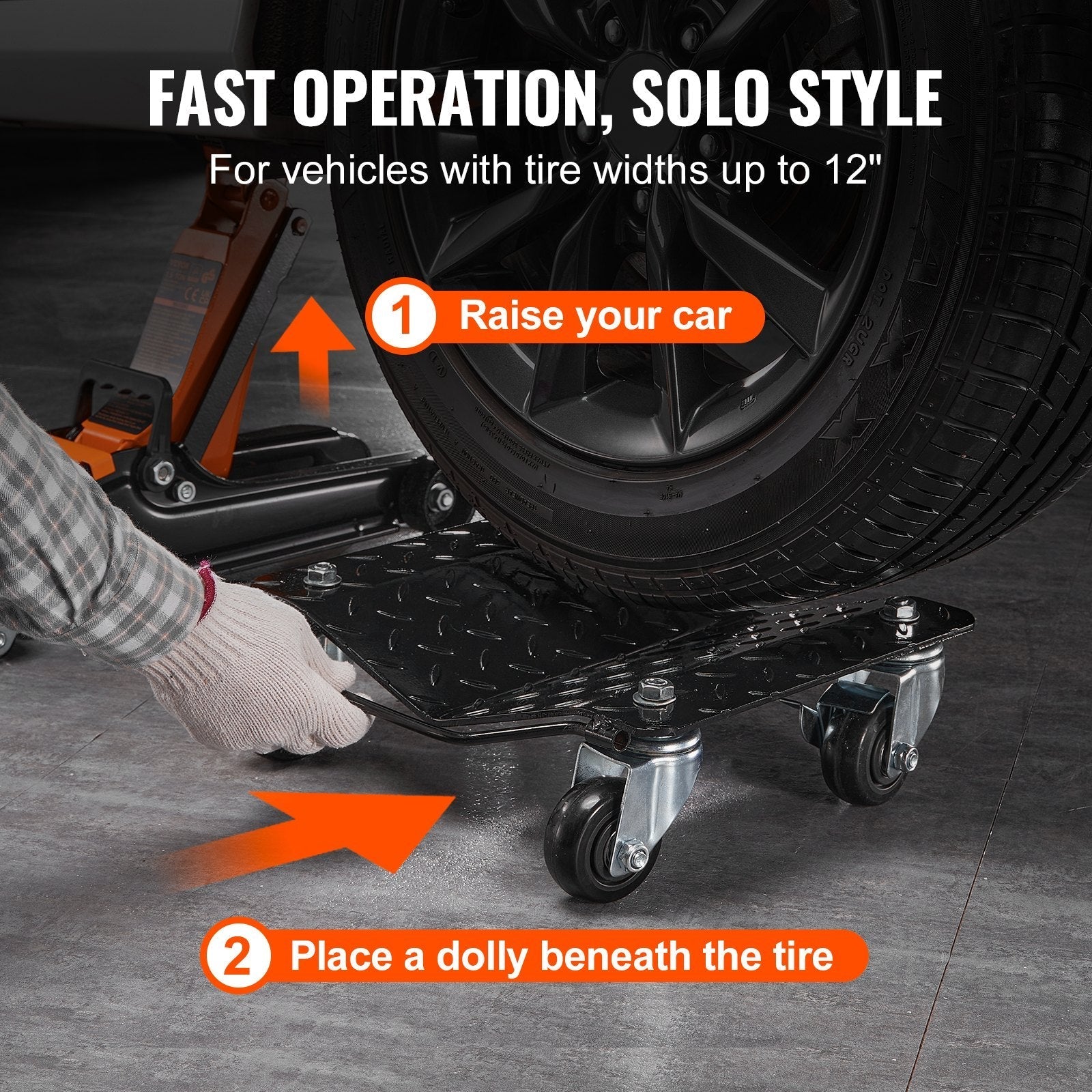VEVOR Wheel Dolly, 3000 lbs/1360 kg Car Dollies, Wheel Dolly Car Tire Stake Set of 2 Piece, Heavy-duty Car Tire Dolly Moving Cars, Trucks, Trailers, Motorcycles, and Boats