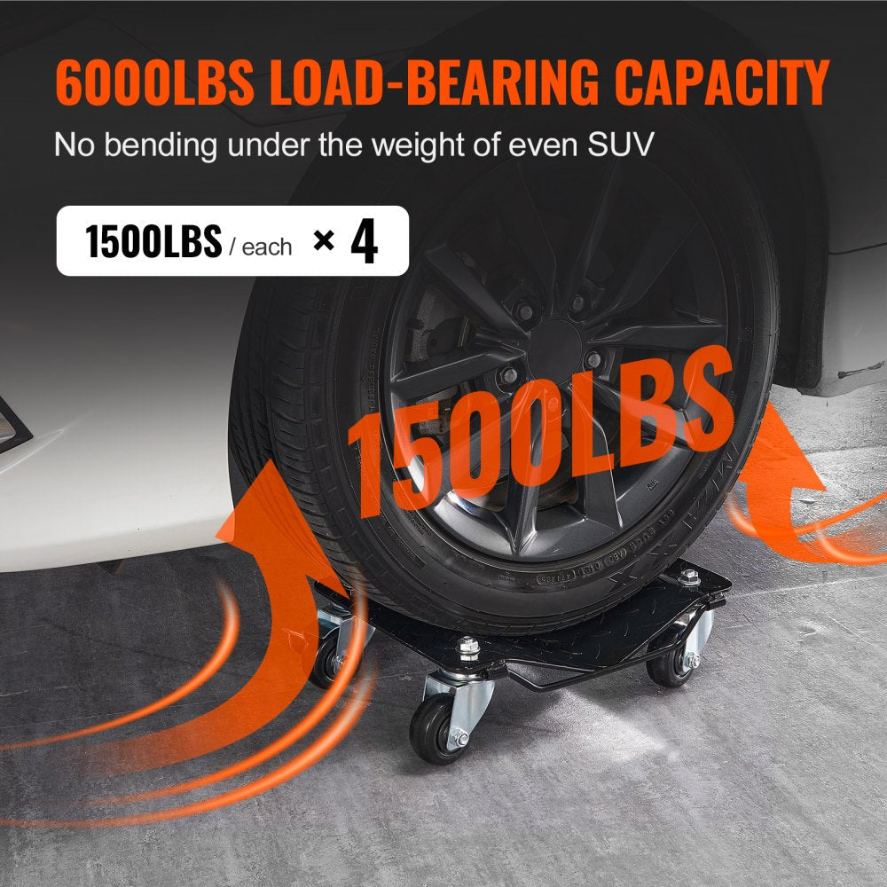 VEVOR Wheel Dolly, 6000 lbs/2722 kg Car Moving Dolly, Wheel Dolly Car Tire Stake Set of 4 Piece, Heavy-duty Car Tire Dolly Cart Moving Cars, Trucks, Trailers, Motorcycles, and Boats