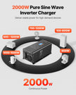 VEVOR 2000W Pure Sine Wave Inverter Charger DC 12V to AC 120V Power Inverter