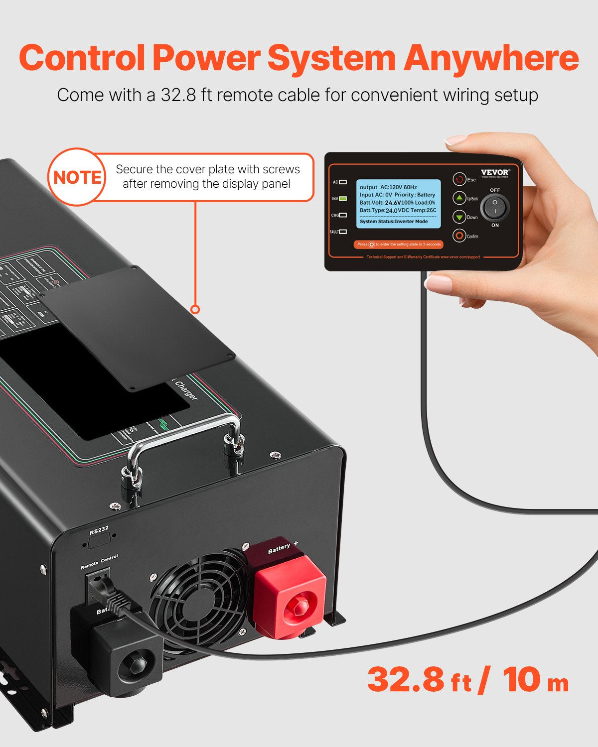 VEVOR 6000W Pure Sine Wave Inverter Charger DC 24V to AC 120V Power Inverter