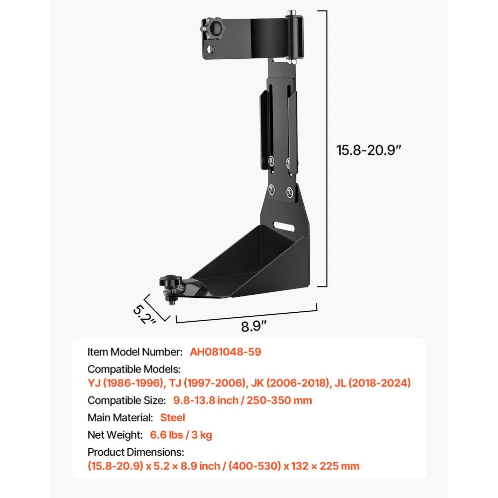 VEVOR High Lift Off Road Jack Mount Bracket Jeep Wrangler YJ/TJ/JK/JL 1986-2024