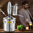 VEVOR 20L 5.28Gal Water Alcohol Distiller 304 Stainless Steel Moonshine Wine Making Boiler Home Kit with Thermometer for Whiskey Brandy Essential Oils