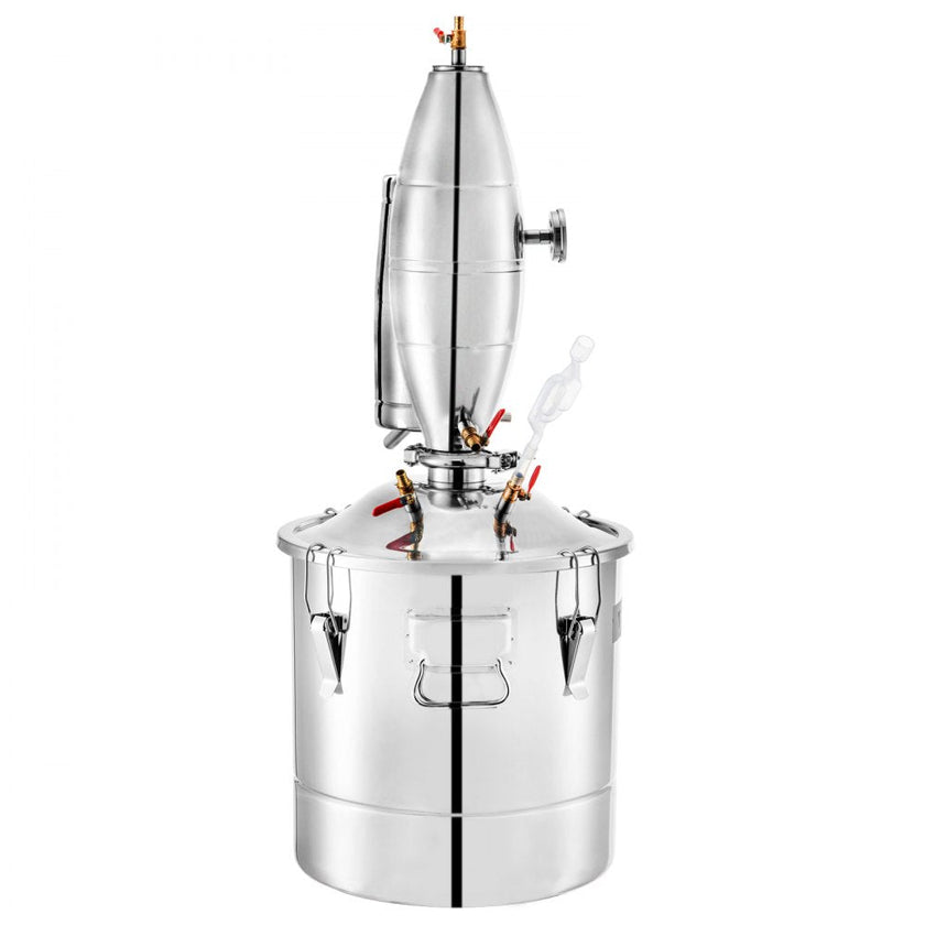 VEVOR 20L 5.28Gal Water Alcohol Distiller 304 Stainless Steel Moonshine Wine Making Boiler Home Kit with Thermometer for Whiskey Brandy Essential Oils
