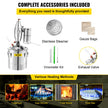VEVOR 50L 13.2Gal Water Alcohol Distiller 304 Stainless Steel Alcohol Still Wine Making Boiler Home Kit with Thermometer for Whiskey Brandy Essential, Sliver