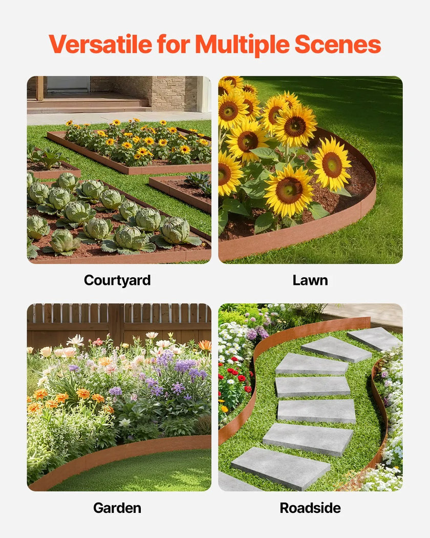 VEVOR Steel Landscape Edging 10 Packs 40 x 4.5in Weather-Resistant for Yard Lawn