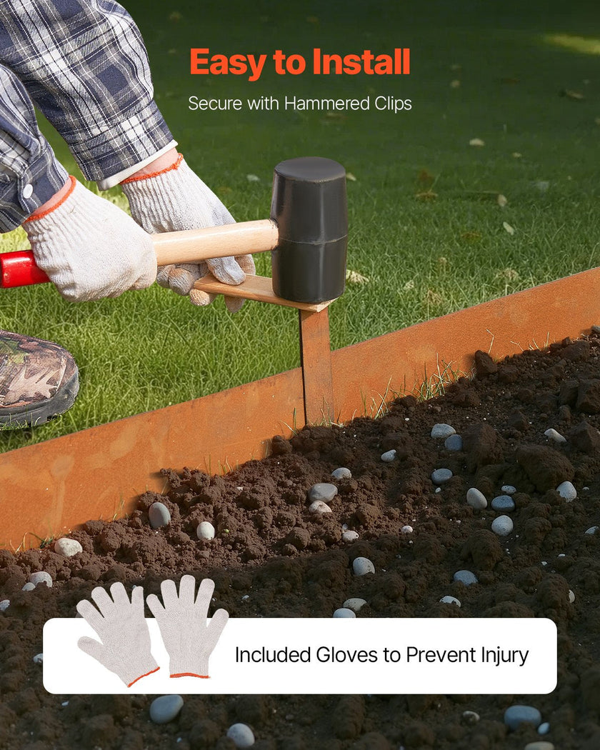 VEVOR Steel Landscape Edging 6 Packs 40 x 8in Weather-Resistant for Yard Lawn