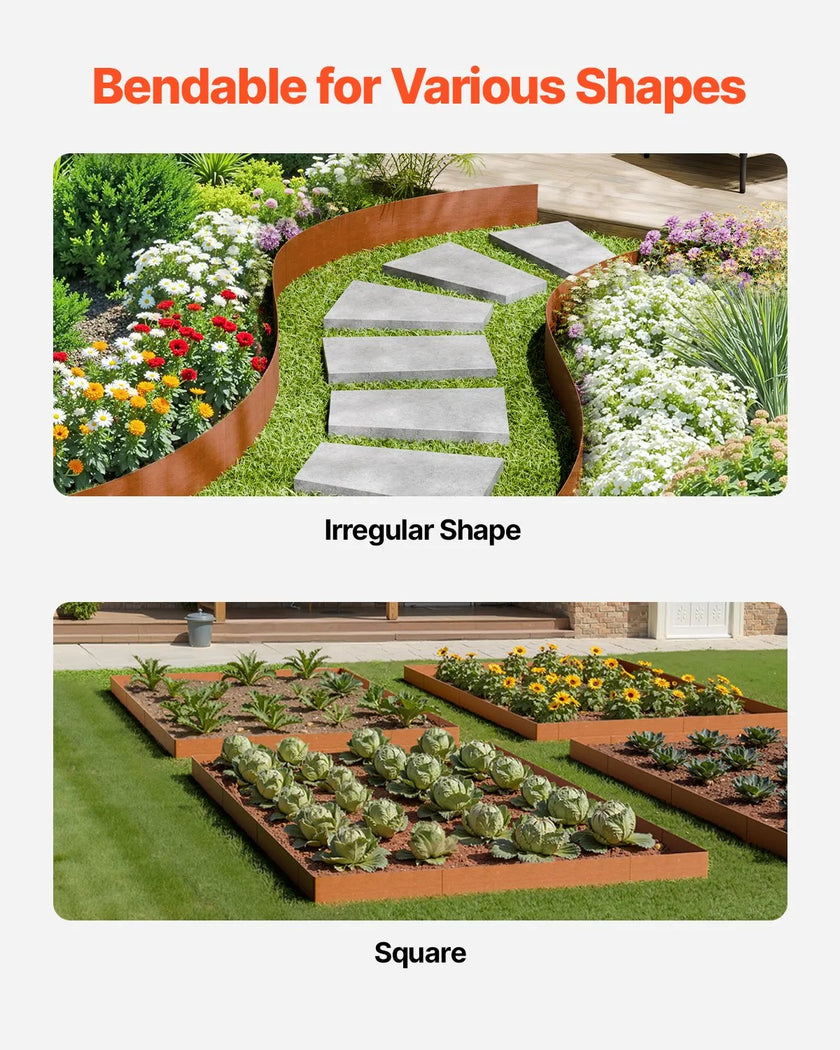 VEVOR Steel Landscape Edging 6 Packs 40 x 6in Weather-Resistant for Yard Lawn