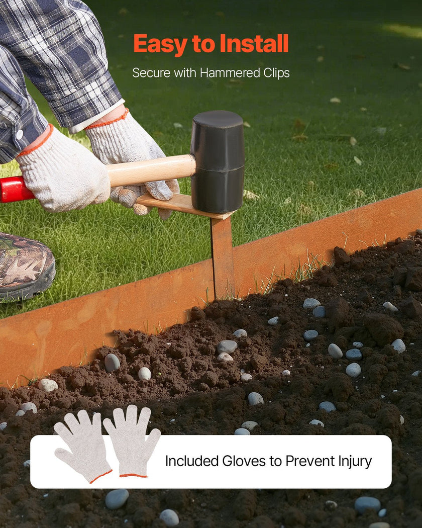 VEVOR Weather-Resistant Steel Landscape Edging 6 Packs 40 x 8in for Yard Garden