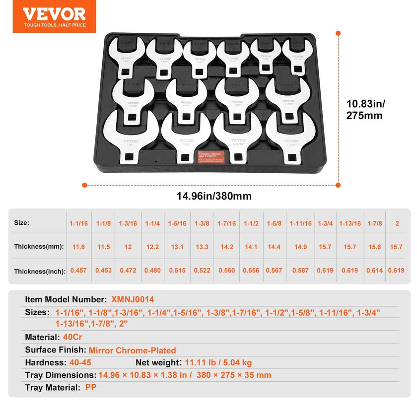 VEVOR Crowfoot Wrench Set, 1/2
