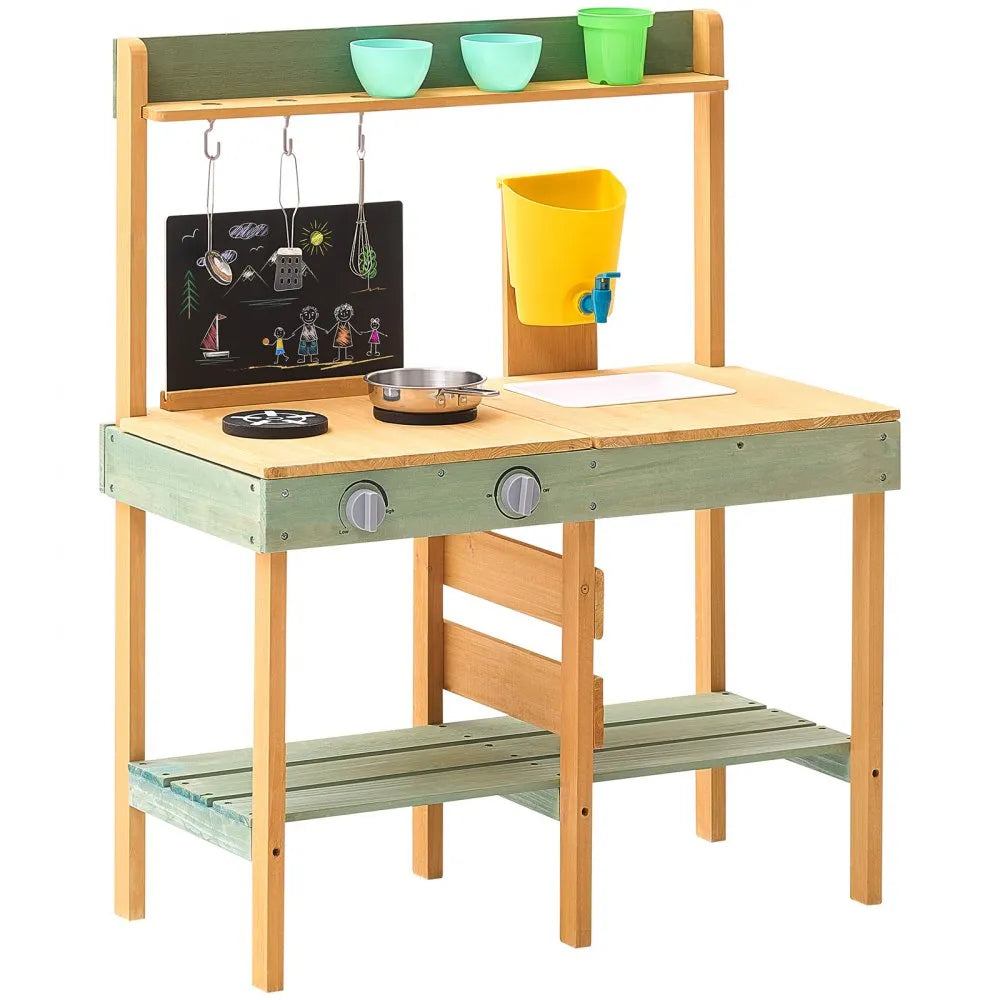 VEVOR Wooden Mud Kitchen Outdoor Toy Play Kitchen Set for Kids Pretend Playset