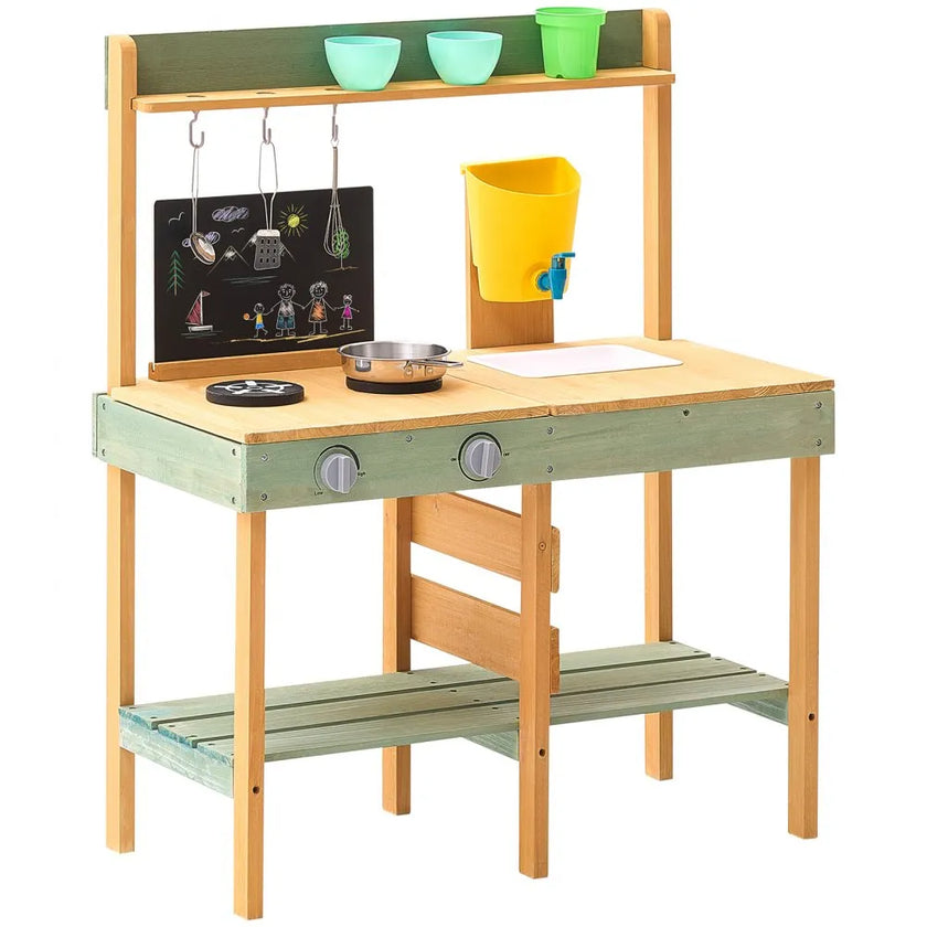 VEVOR Wooden Mud Kitchen Outdoor Toy Play Kitchen Set for Kids Pretend Playset