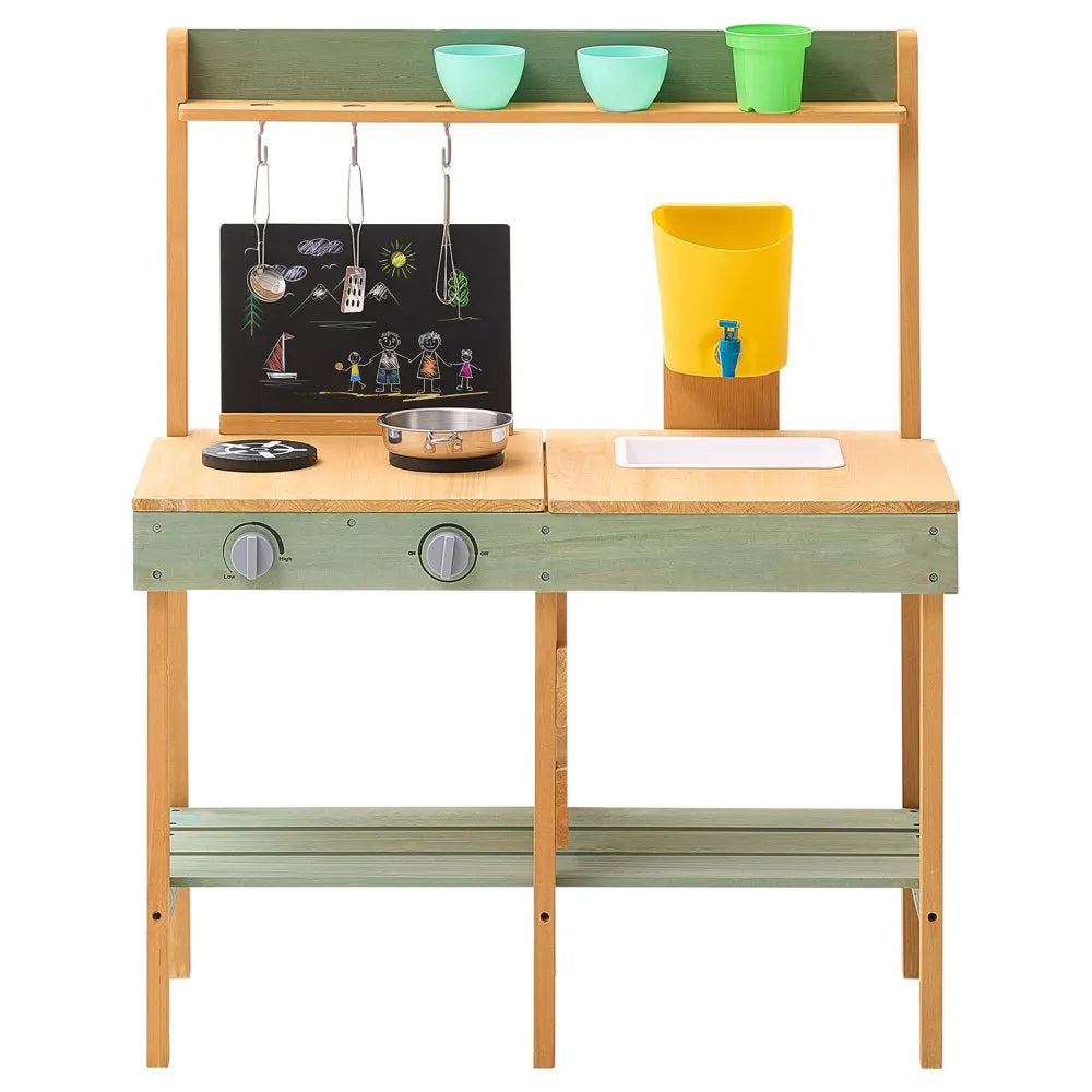 VEVOR Wooden Mud Kitchen Outdoor Toy Play Kitchen Set for Kids Pretend Playset