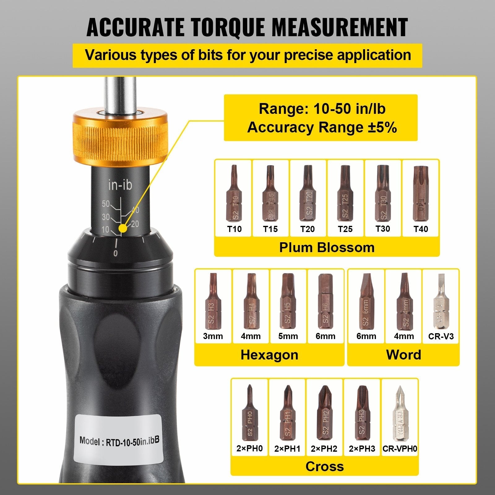 VEVOR Torque Screwdriver, 1/4\