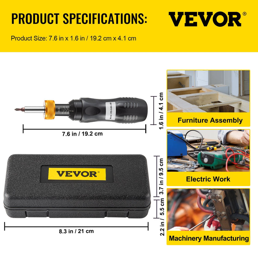 VEVOR Torque Screwdriver, 1/4\