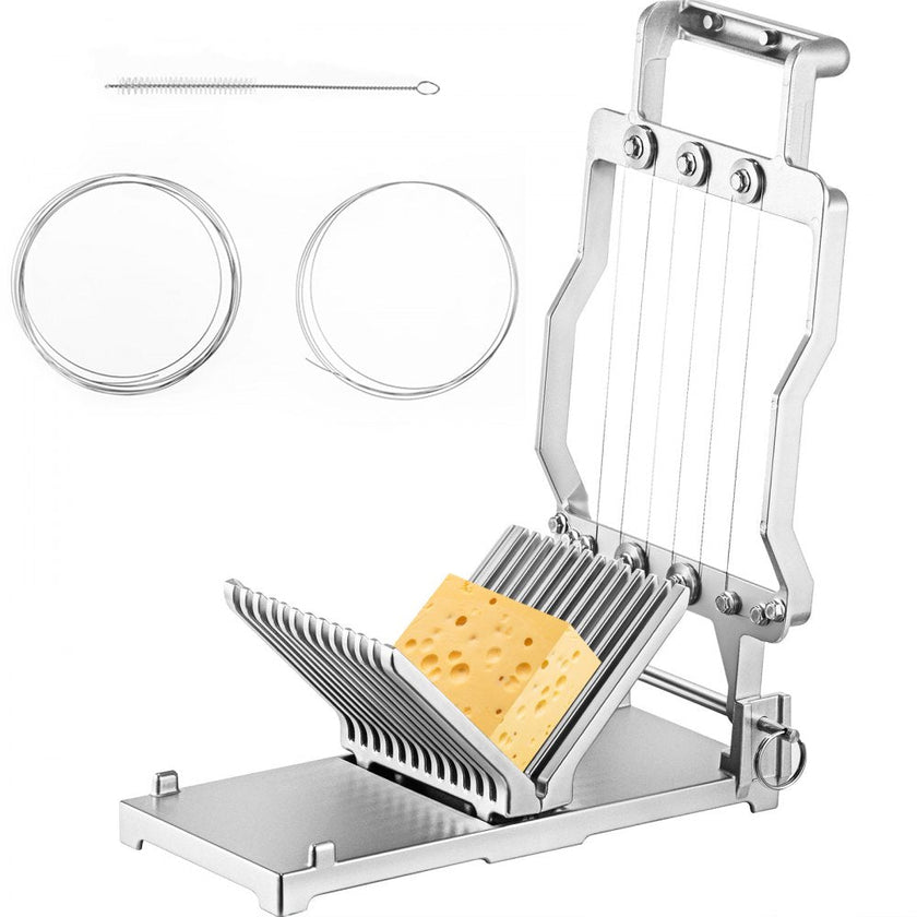 VEVOR Cheese Cutter With Wire 1 cm & 2 cm Cheeser Butter Cutting Blade Replaceable Cheese Slicer Wire, Aluminum Alloy Commercial Cheese Slicer w/ 304 Stainless Steel Wire Kitchen Cooking Baking Tool