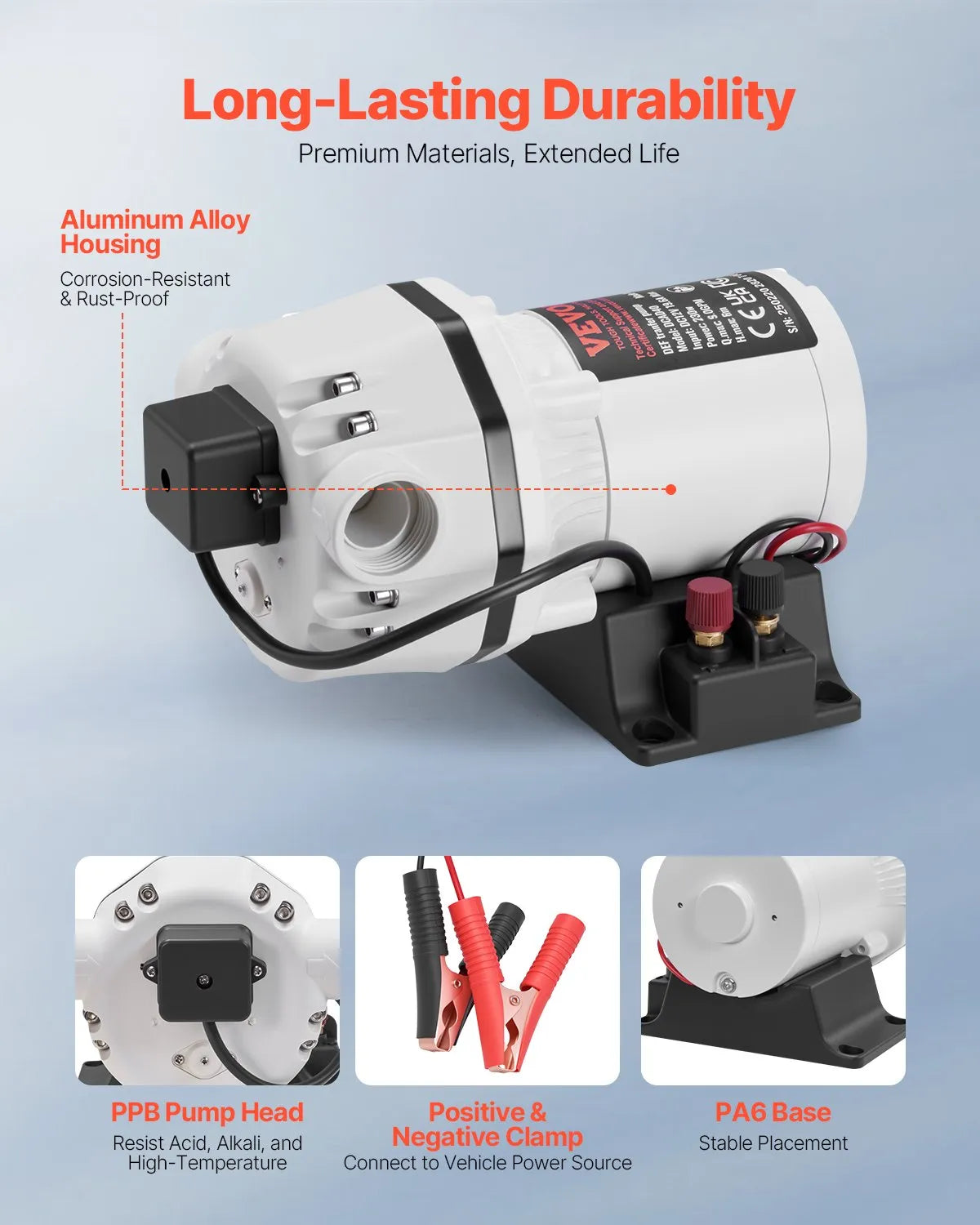 VEVOR DEF Transfer Pump 9 GPM DC 12V for Diesel Exhaust Fluid Urea Self Priming