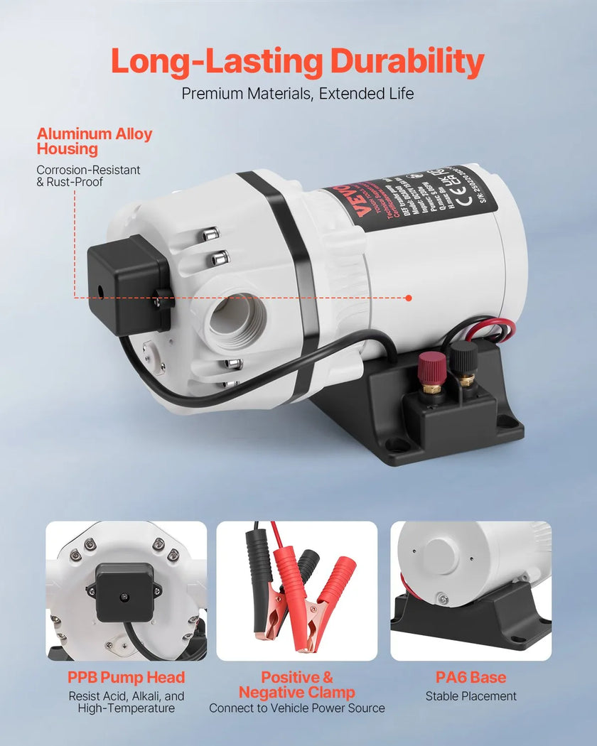 VEVOR DEF Transfer Pump 9 GPM DC 12V for Diesel Exhaust Fluid Urea Self Priming