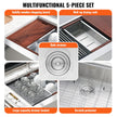 VEVOR Farmhouse Kitchen Sink, 304 Stainless Steel Drop-In Sinks, Single Bowl Basin with Ledge & Accessories, Household Dishwasher Sinks for Workstation, Prep Kitchen, and Bar Sink, 33 inch