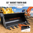 VEVOR Bucket Tooth Bar, 53'', Heavy Duty Tractor Bucket Teeth Bar for Sub-Compact Tractor Loader, 4560 lbs Load-Bearing Capacity, Fits Bucket Cutting Edges Sized 1/2