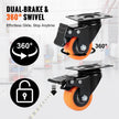 VEVOR Caster Wheels, 2-inch Swivel Plate Casters, Set of 4, with Security Dual Locking No Noise PVC Wheels, Heavy Duty 150 lbs Load Capacity Per Caster, Non-Marking Wheels for Cart Furniture Workbench
