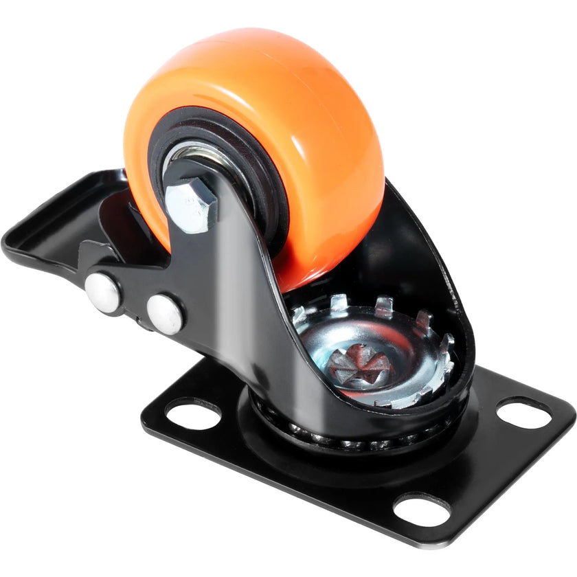 VEVOR Caster Wheels, 2-inch Swivel Plate Casters, Set of 4, with Security Dual Locking No Noise PVC Wheels, Heavy Duty 150 lbs Load Capacity Per Caster, Non-Marking Wheels for Cart Furniture Workbench