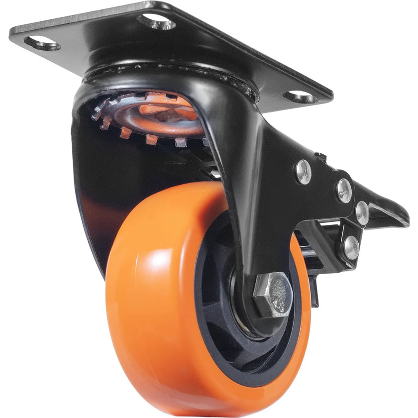 VEVOR Caster Wheels, 3-inch Swivel Plate Casters, Set of 4, with Security A/B Locking No Noise PVC Wheels, Heavy Duty 250 lbs Load Capacity Per Caster, Non-Marking Wheels for Cart Furniture Workbench