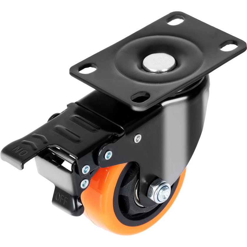 VEVOR Caster Wheels, 3-inch Swivel Plate Casters, Set of 4, with Security A/B Locking No Noise PVC Wheels, Heavy Duty 250 lbs Load Capacity Per Caster, Non-Marking Wheels for Cart Furniture Workbench