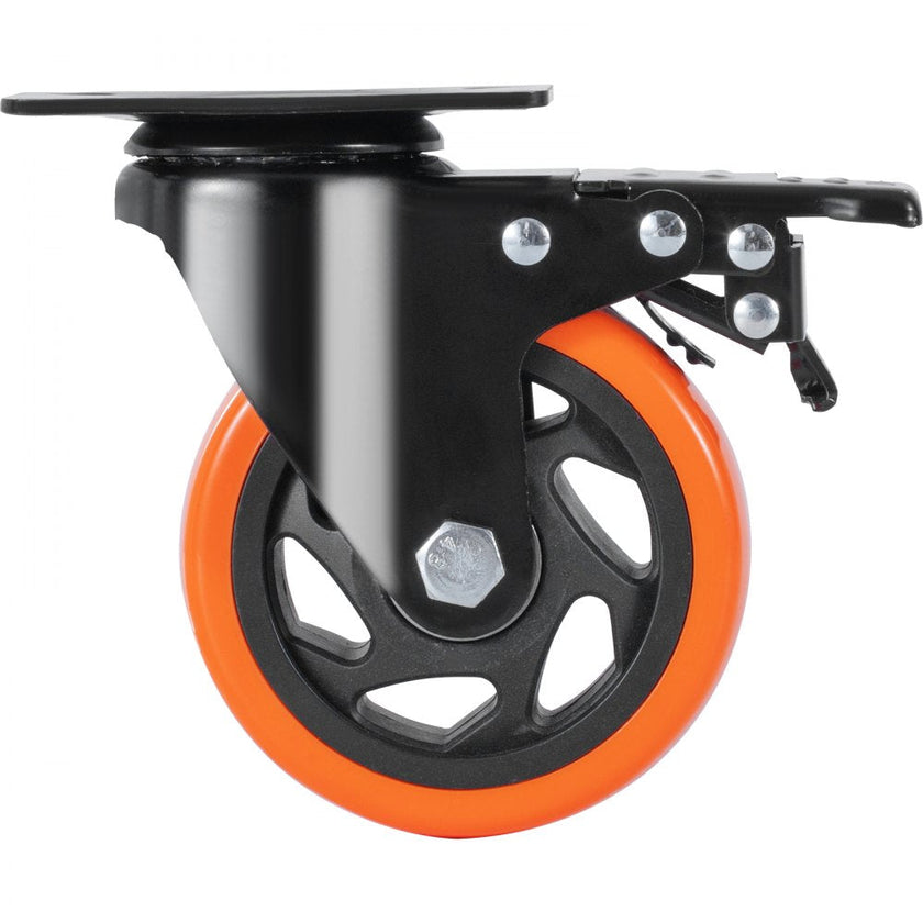 VEVOR Caster Wheels, 4-inch Swivel Plate Casters, Set of 4, with Security A/B Locking No Noise PVC Wheels, Heavy Duty 350 lbs Load Capacity Per Caster, Non-Marking Wheels for Cart Furniture Workbench