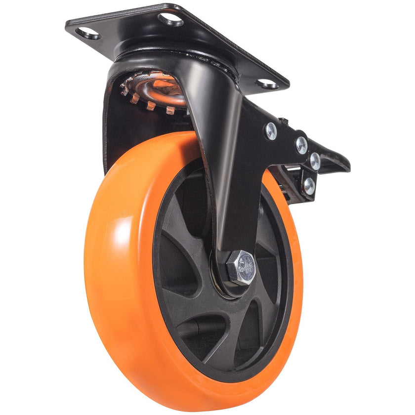 VEVOR Caster Wheels, 5-inch Swivel Plate Casters, Set of 4, with Security A/B Locking No Noise PVC Wheels, Heavy Duty 450 lbs Load Capacity Per Caster, Non-Marking Wheels for Cart Furniture Workbench