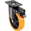 VEVOR Caster Wheels, 5-inch Swivel Plate Casters, Set of 4, with Security A/B Locking No Noise PVC Wheels, Heavy Duty 450 lbs Load Capacity Per Caster, Non-Marking Wheels for Cart Furniture Workbench