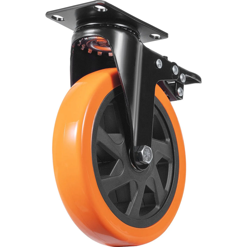 VEVOR Caster Wheels, 6-inch Swivel Plate Casters, Set of 4, with Security A/B Locking No Noise PVC Wheels, Heavy Duty 700 lbs Load Capacity Per Caster, Non-Marking Wheels for Cart Furniture Workbench