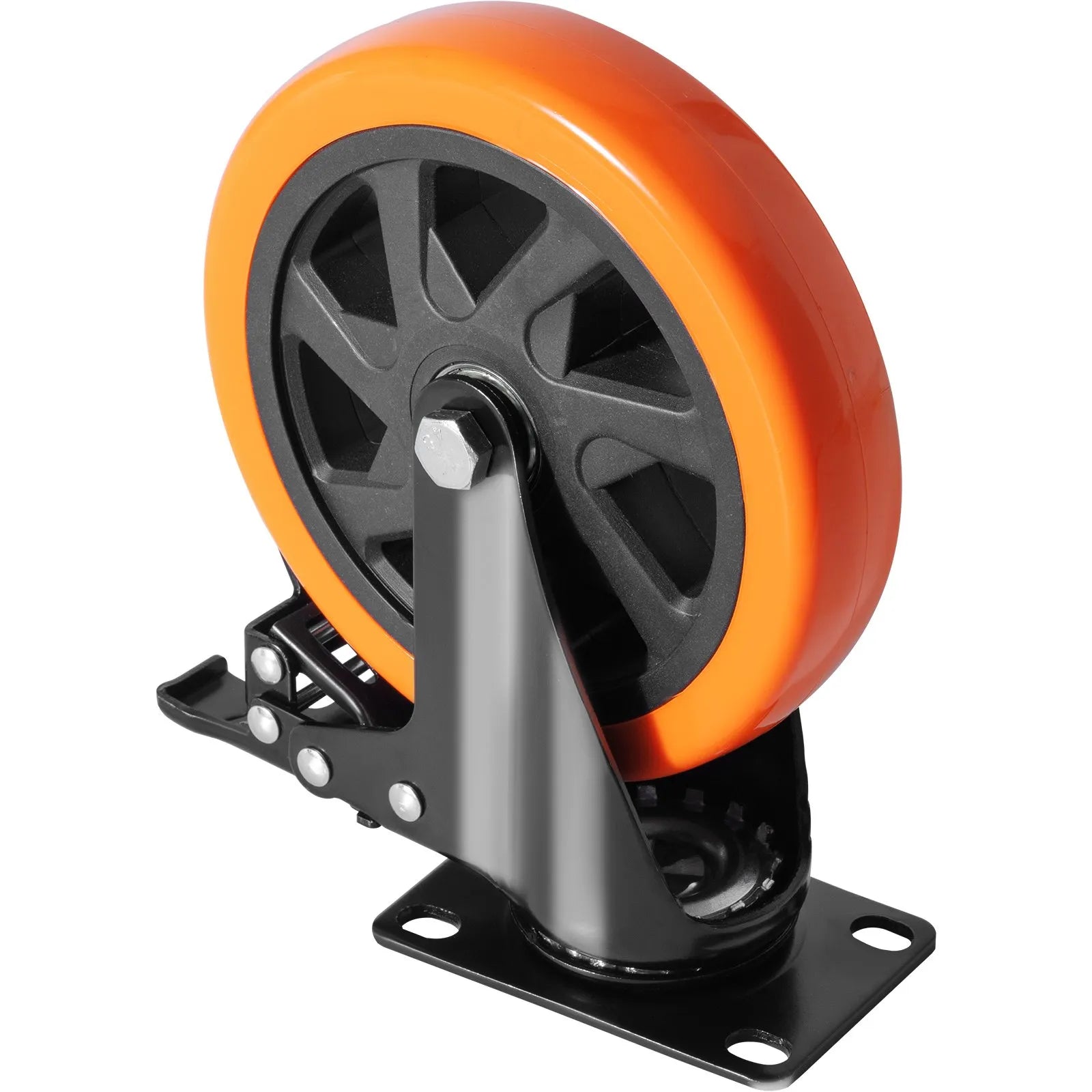 VEVOR Caster Wheels, 6-inch Swivel Plate Casters, Set of 4, with Security A/B Locking No Noise PVC Wheels, Heavy Duty 700 lbs Load Capacity Per Caster, Non-Marking Wheels for Cart Furniture Workbench