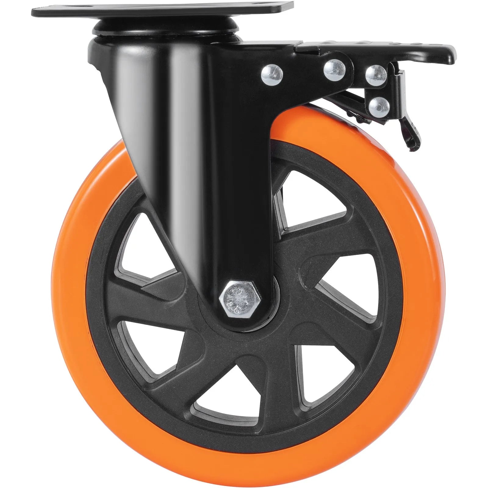 VEVOR Caster Wheels, 6-inch Swivel Plate Casters, Set of 4, with Security A/B Locking No Noise PVC Wheels, Heavy Duty 700 lbs Load Capacity Per Caster, Non-Marking Wheels for Cart Furniture Workbench