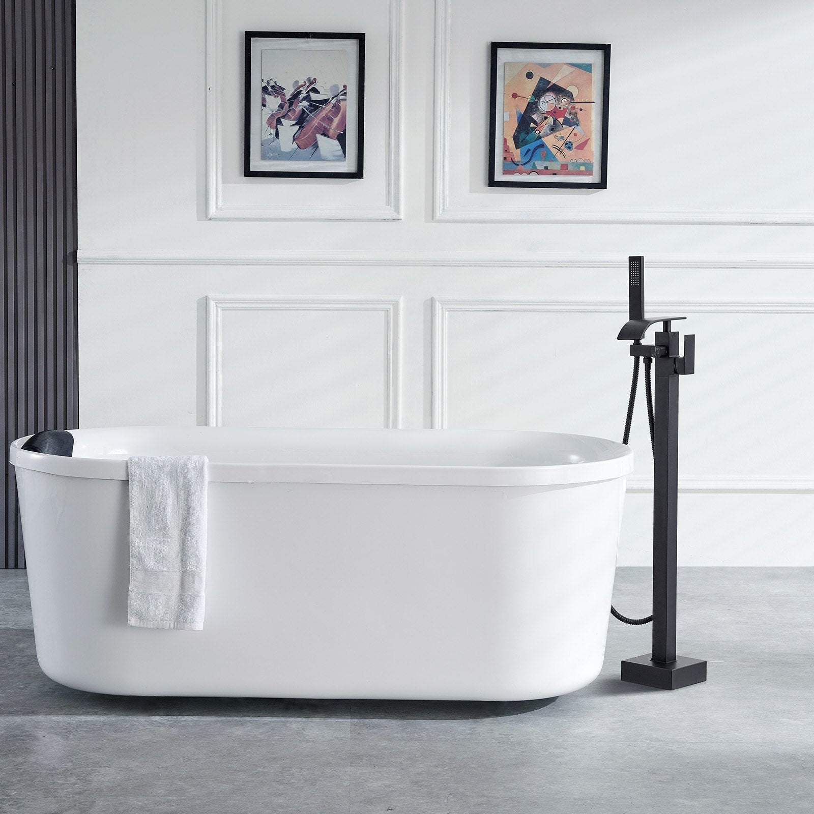 VEVOR Freestanding Bathtub Faucet, Floor Mount, Freestanding Tub Filler, Shower Mixer Taps, Two Water Modes, 360° Swivel Spout, for Bathing & Showering Pet Bathing Cleaning Drains Toilet Flushing