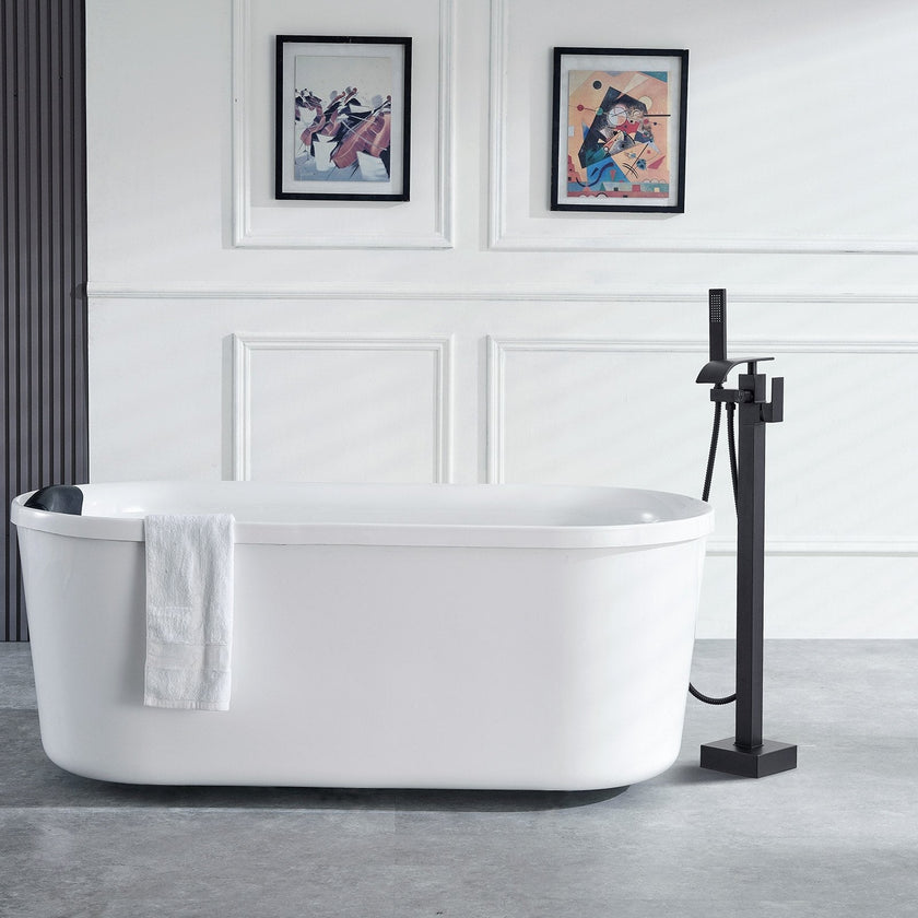 VEVOR Freestanding Bathtub Faucet, Floor Mount, Freestanding Tub Filler, Shower Mixer Taps, Two Water Modes, 360° Swivel Spout, for Bathing & Showering Pet Bathing Cleaning Drains Toilet Flushing