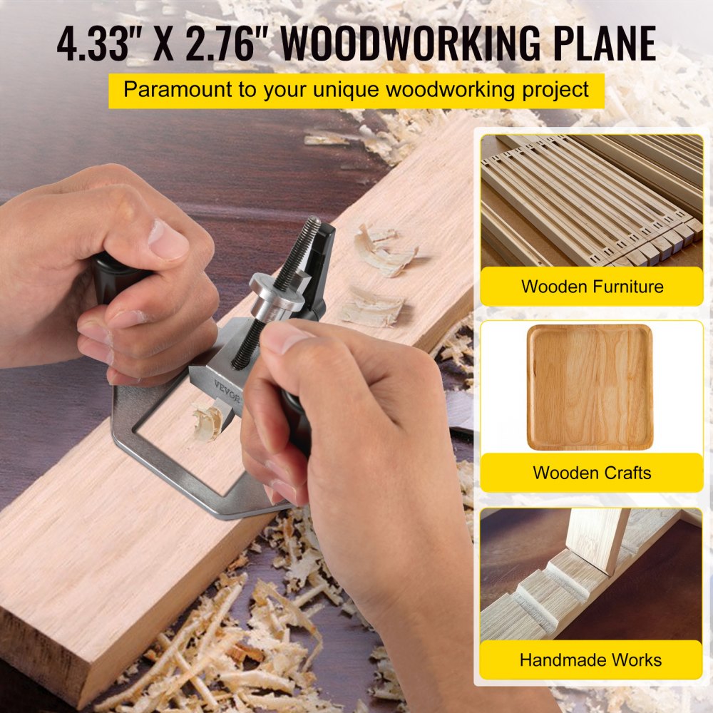 VEVOR Router Plane, Easy Adjustable Blade Hand Planer, Comfortable Bakelite Handle, Stainless Steel Wood Shaver w/ Depth Stop, High Configuration Handheld Woodworking Tool for DIY Carpentry Industry