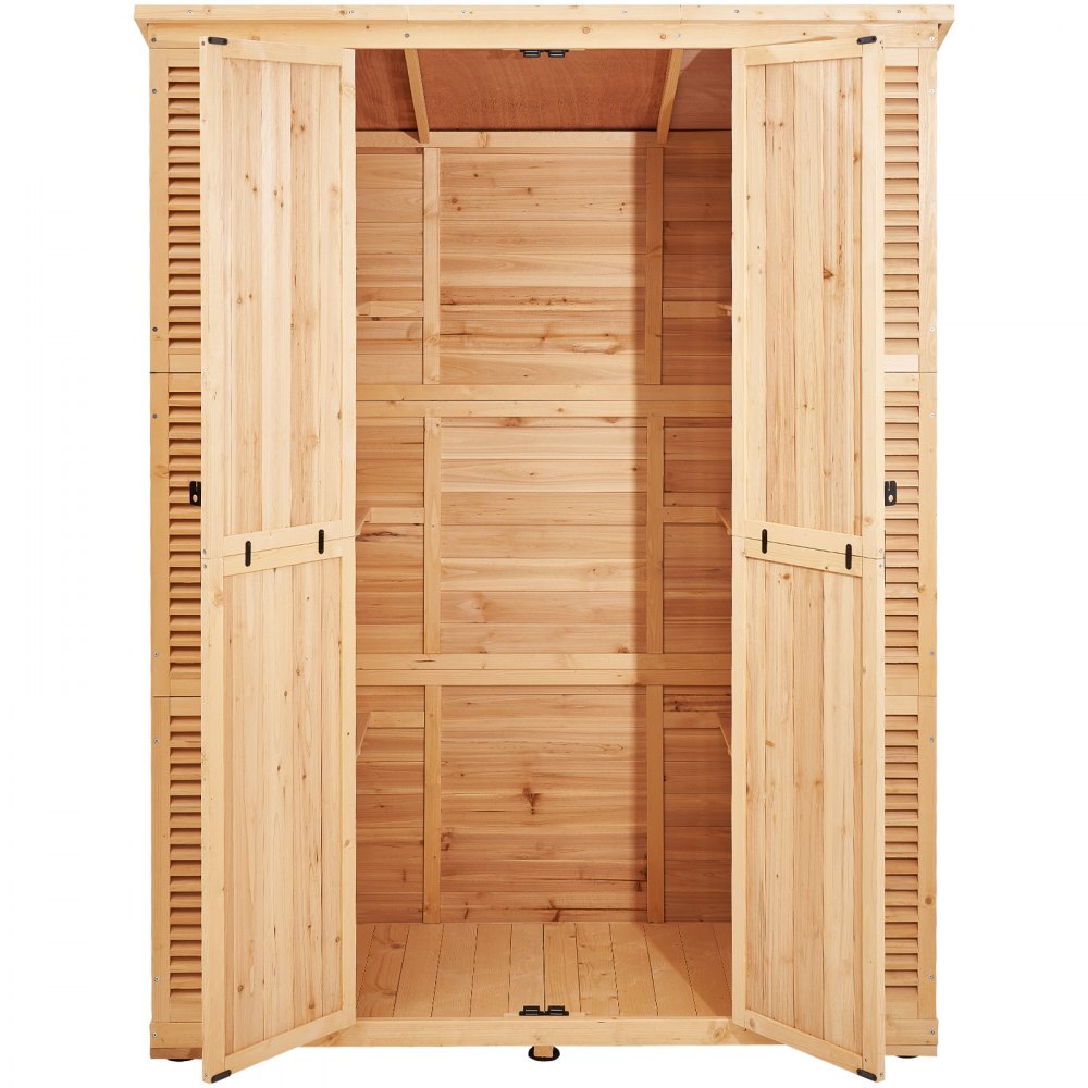 VEVOR Outdoor Wooden Storage Shed Waterproof Garden Tool Shed 58x78 inch