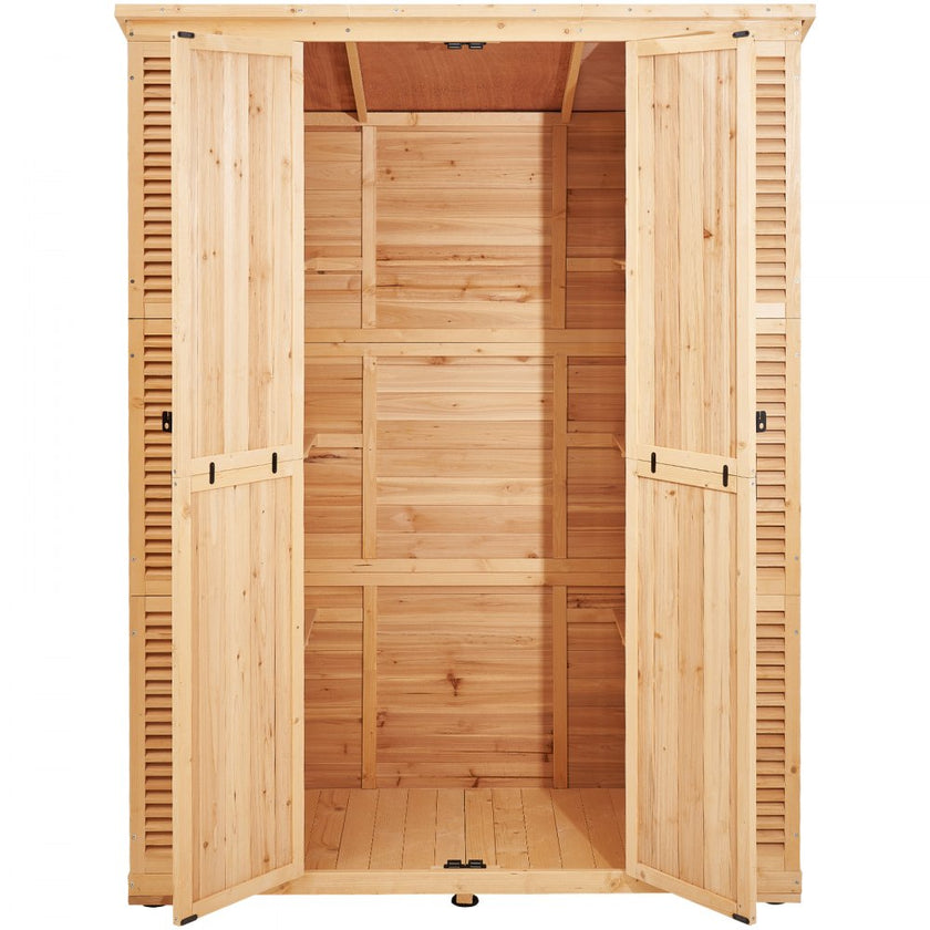 VEVOR Outdoor Wooden Storage Shed Waterproof Garden Tool Shed 58x78 inch