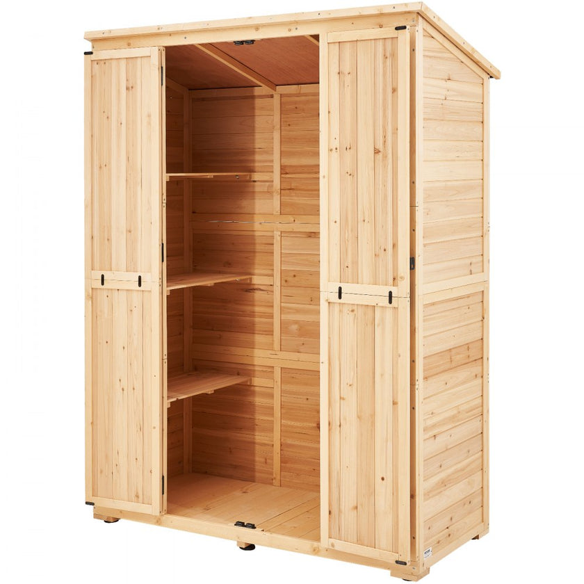 VEVOR Outdoor Wooden Storage Shed Waterproof Garden Tool Shed 58x78 inch