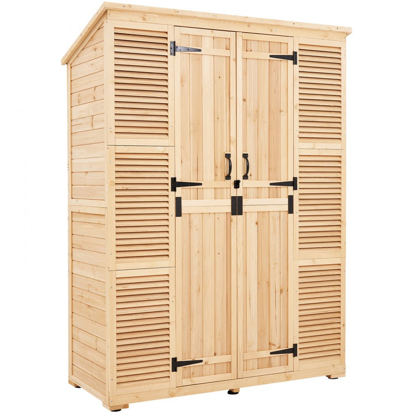 VEVOR Outdoor Wooden Storage Shed Waterproof Garden Tool Shed 58x78 inch