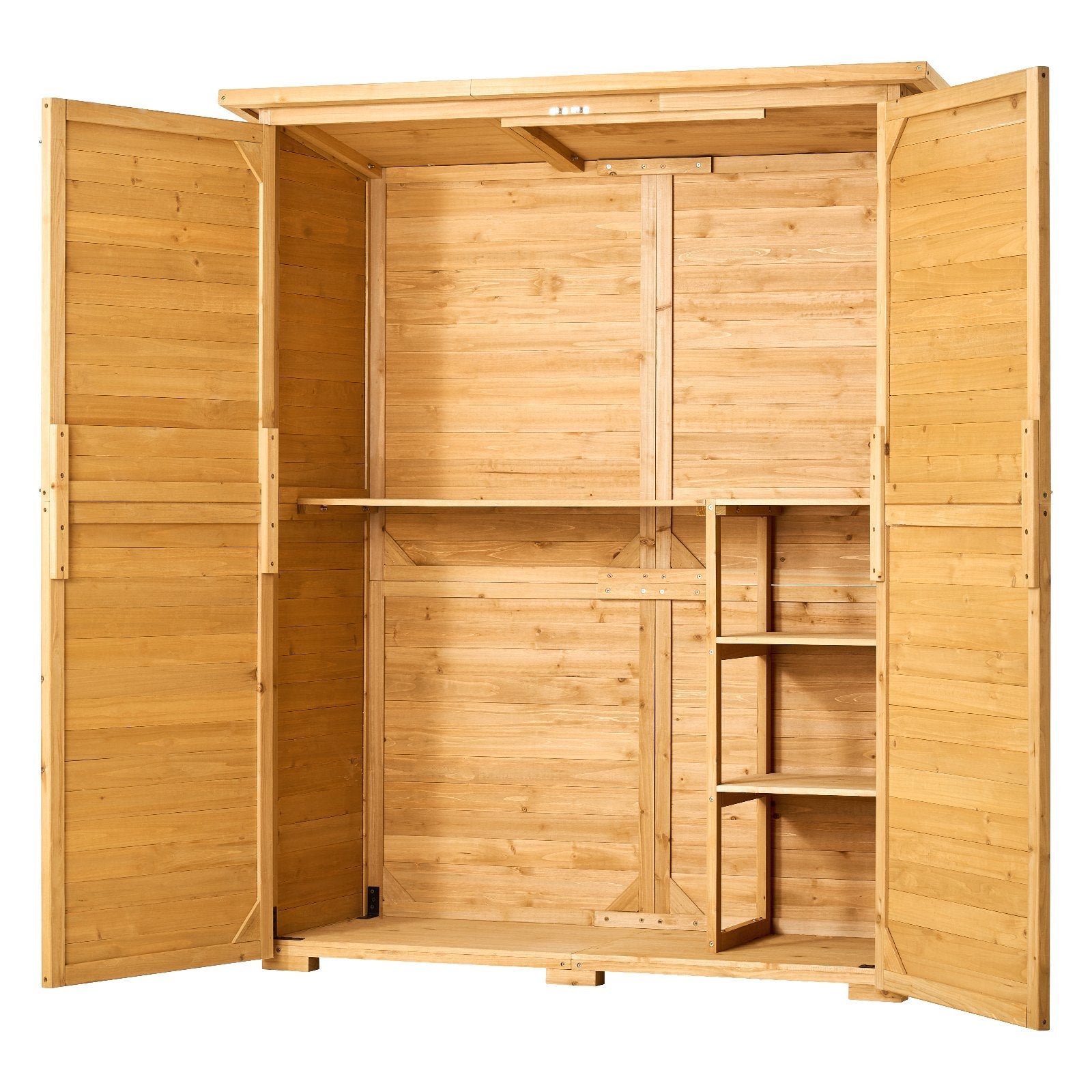 VEVOR Outdoor Wooden Storage Shed Waterproof Garden Tool Shed 55x67.5 inch