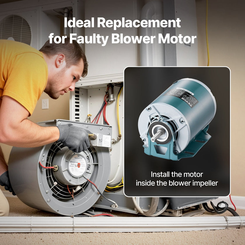 VEVOR 1/2HP Furnace Blower Motor 1720RPM 115V 7.1A 1-Phase 0.78