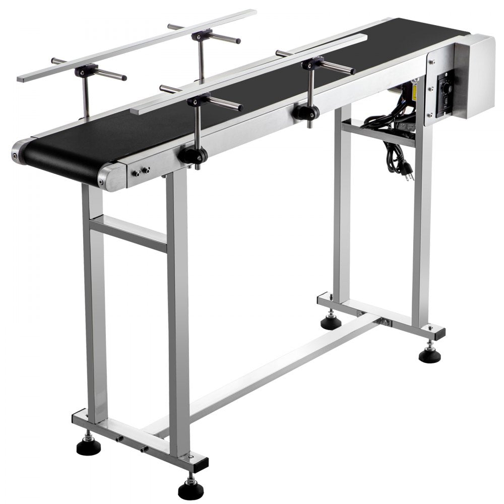 VEVOR Belt Conveyor Length 47-Inch, PVC Conveyor Belt Width 7.8-Inch, Motorized Conveyor Industrial Transport Conveyor, w/ Double Guardrails Anti-static Adjustable Conveyor Table Electric Handling