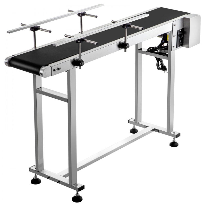 VEVOR Belt Conveyor Length 47-Inch, PVC Conveyor Belt Width 7.8-Inch, Motorized Conveyor Industrial Transport Conveyor, w/ Double Guardrails Anti-static Adjustable Conveyor Table Electric Handling