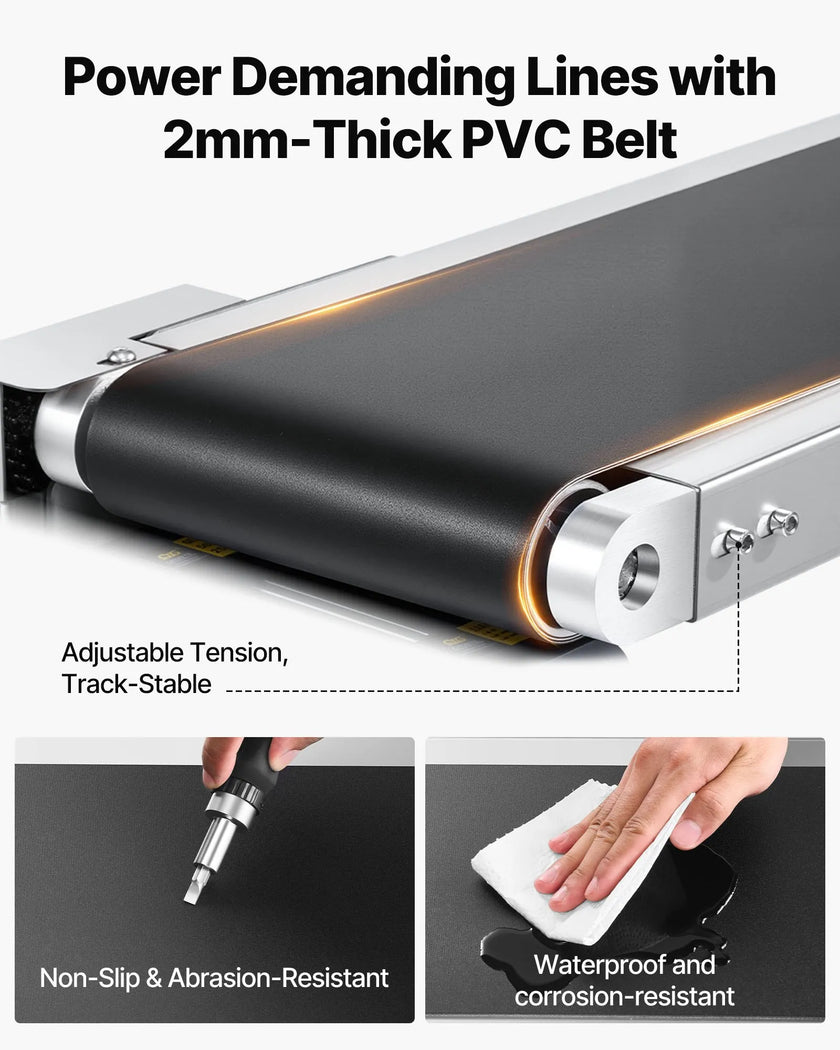 VEVOR Belt Conveyor, 59 x 7.8 inch Conveyor Table, Heavy Duty Stainless Steel Motorized Belt Conveyor for Inkjet Coding Applications Powered PVC Belt Anti-Static Adjustable Speed (Double Guardrail)