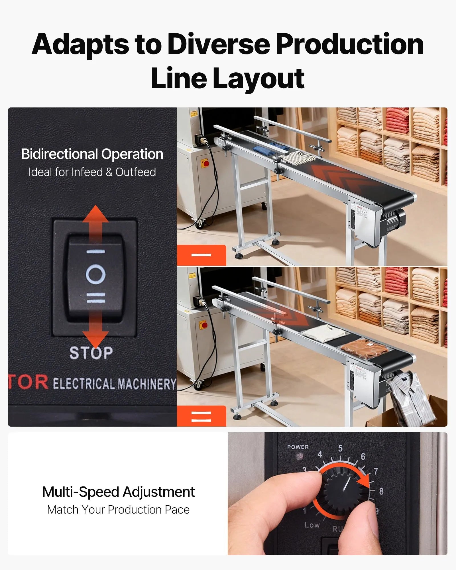 VEVOR Belt Conveyor, 59 x 7.8 inch Conveyor Table, Heavy Duty Stainless Steel Motorized Belt Conveyor for Inkjet Coding Applications Powered PVC Belt Anti-Static Adjustable Speed (Double Guardrail)