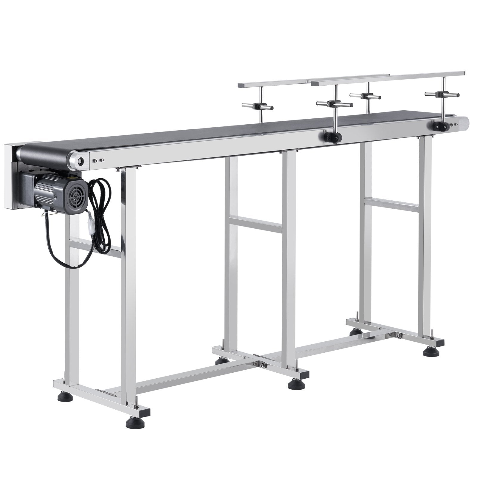 VEVOR Belt Conveyor, 71 x 7.8 inch Conveyor Table, Heavy Duty Stainless Steel Motorized Belt Conveyor for Inkjet Coding Applications Powered PVC Belt Anti-Static Adjustable Speed (Double Guardrail)