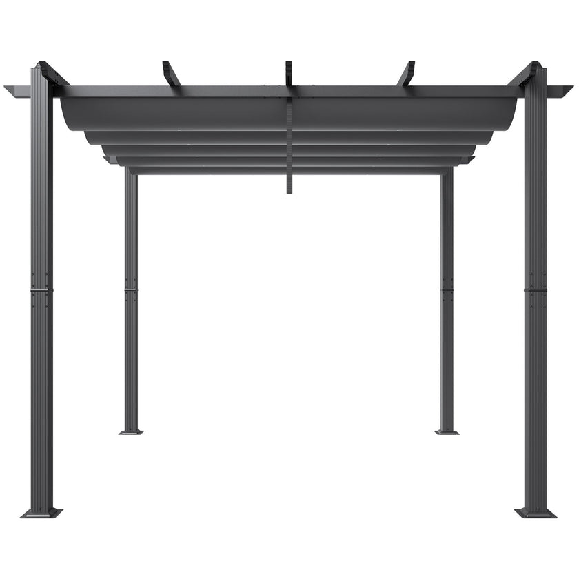 VEVOR 10'x10' Outdoor Retractable Pergola with Sun Shade Canopy Aluminum Gray