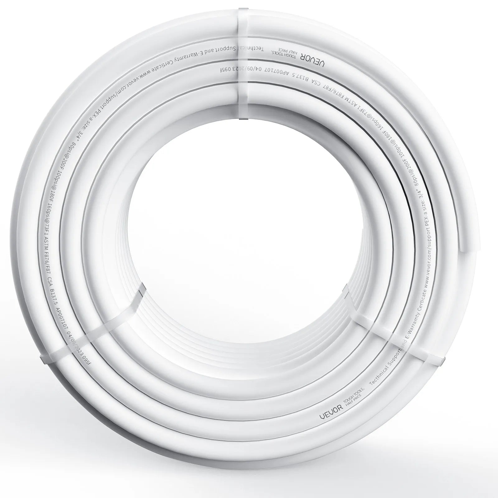 VEVOR PEX Pipe 3/4 Inch, 100 Feet Length PEX-A Flexible Pipe Tubing for Potable Water, Pex Water Lines for Hot/Cold Water & Easily Restore, Plumbing Applications with Free Cutter,White