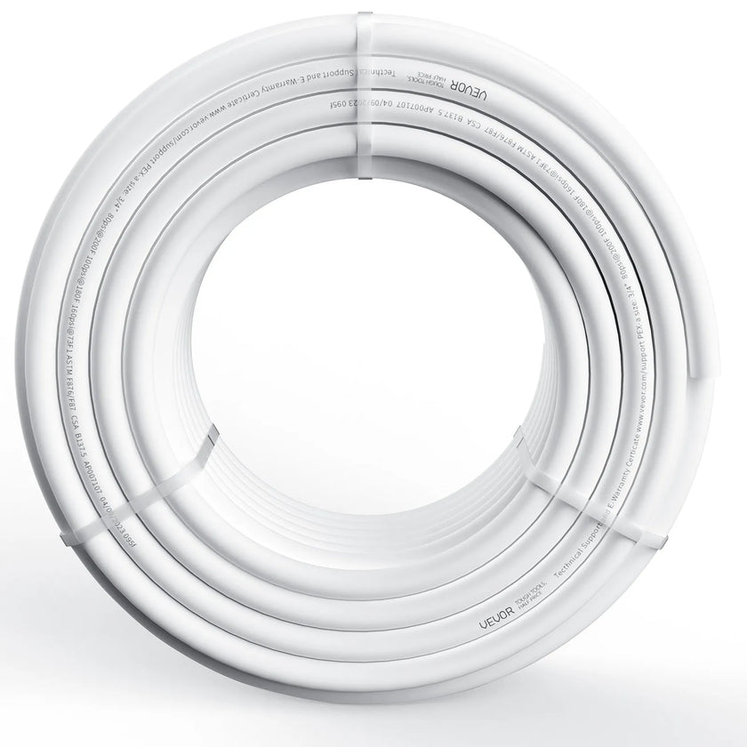 VEVOR PEX Pipe 3/4 Inch, 100 Feet Length PEX-A Flexible Pipe Tubing for Potable Water, Pex Water Lines for Hot/Cold Water & Easily Restore, Plumbing Applications with Free Cutter,White
